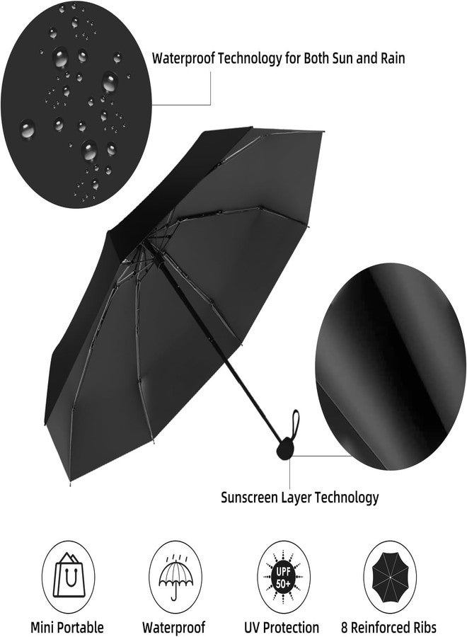 KEEKOS Umbrella, UV Big Size Umbrella for Sun Protection Rain Windproof Strong large 2 fold for men women kids boys girls Perfect small & stylish Windproof & Compact (Black.) (-Black) - Image 4